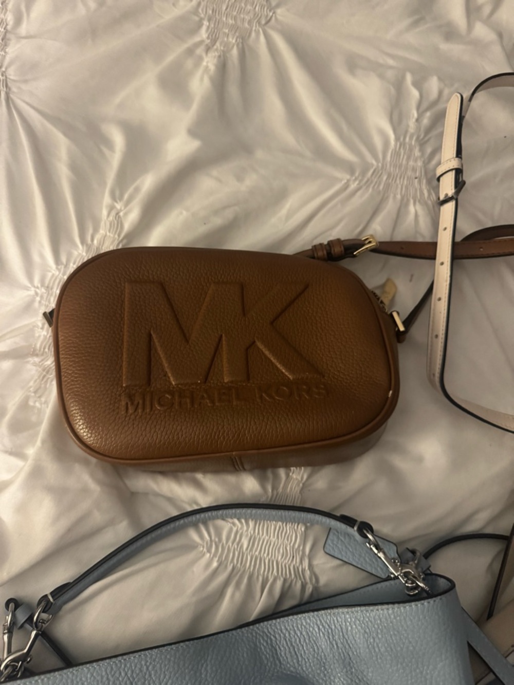 Michael Kors Tan Pebbled Leather MK Logo Belt Bag